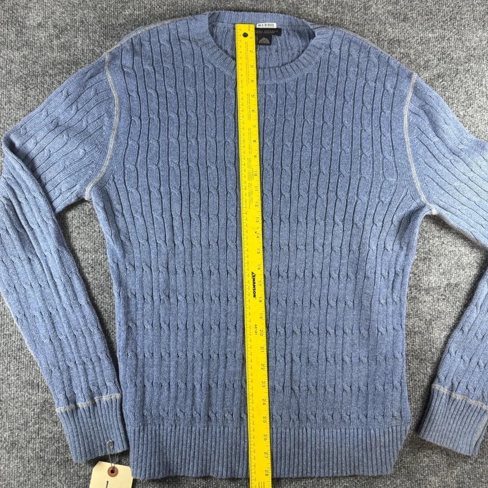Banana Republic Sweater Mens Large Blue Cashmere Blend Cable Knit Long Sleeve